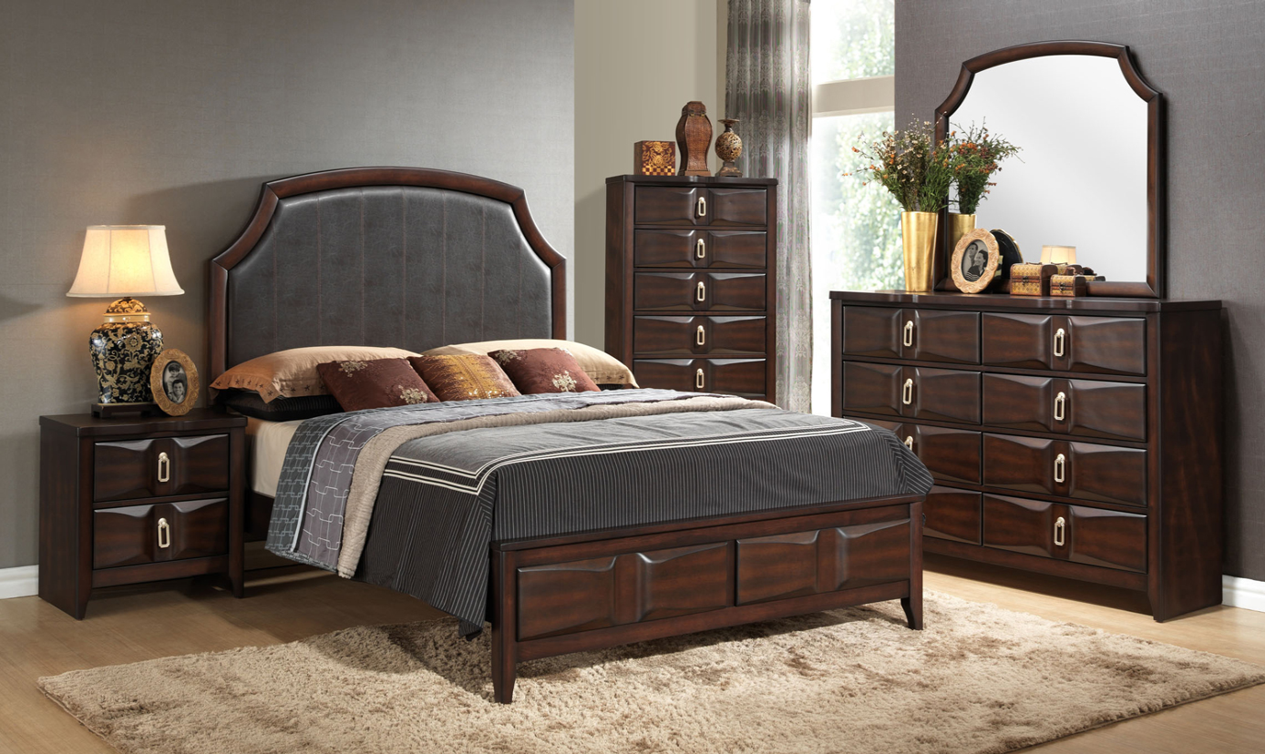 Walnut 5-pieces bedroom Set with Satin Nickel Hardware- Free GTA delivery