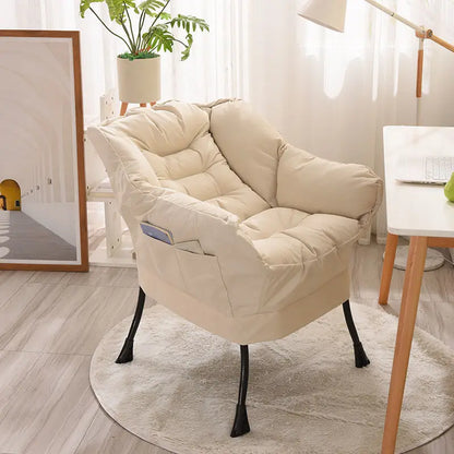 LivionixTech™ Modern Lazy Chair – Single Sofa Recliner with Side Pocket | Soft Fabric Lounge Chair for Bedroom, Dorm, or Balcony