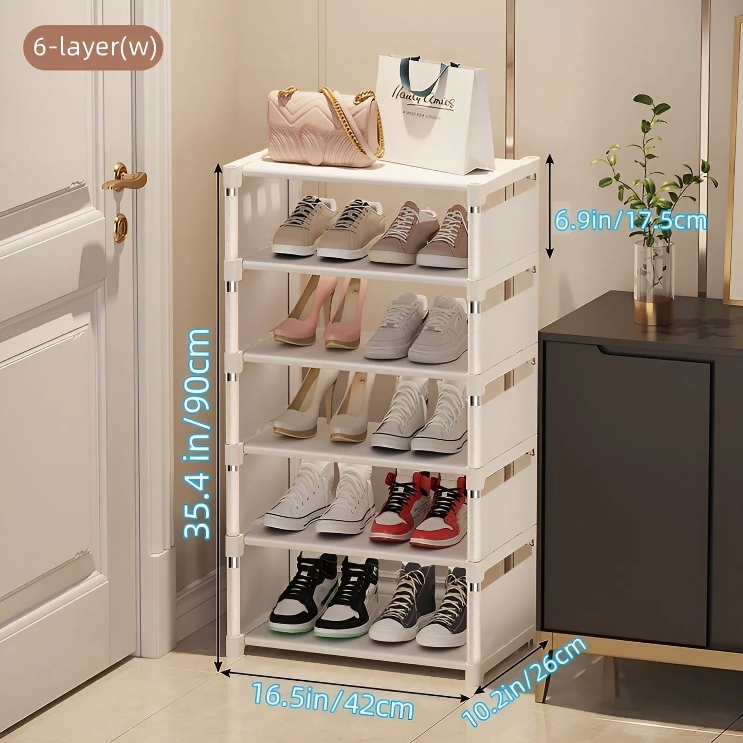 LivionixTech™ 6/8-Layer Shoe Organizer – Space-Saving Metal Frame & Fabric Shelf Rack for Entryway, Bedroom & Living Room