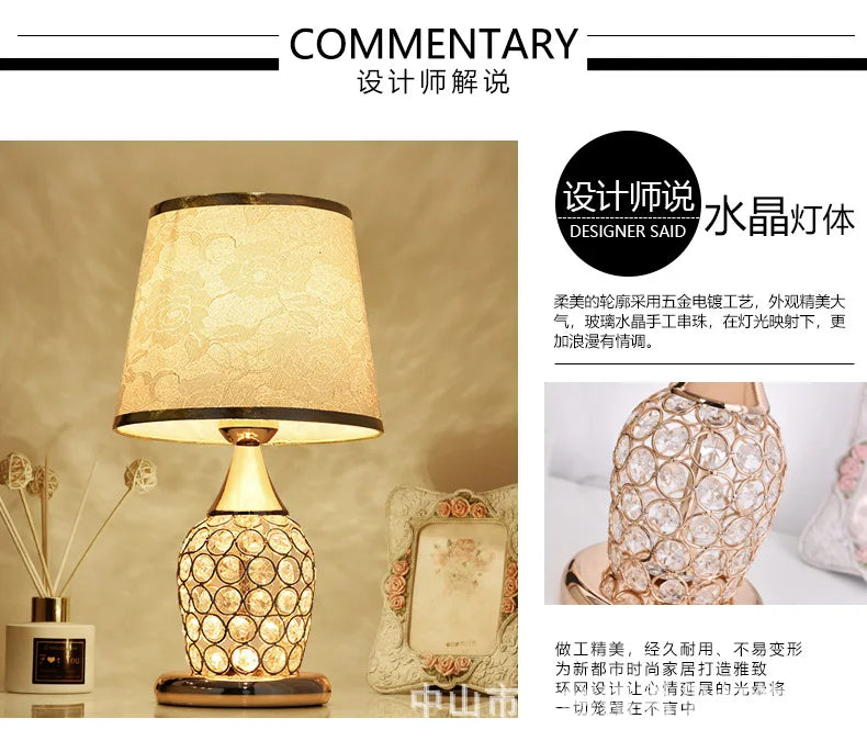 LivionixTech™ European Crystal Table Lamp – Modern Romantic Bedside Light for Bedroom & Living Room Product vendor
