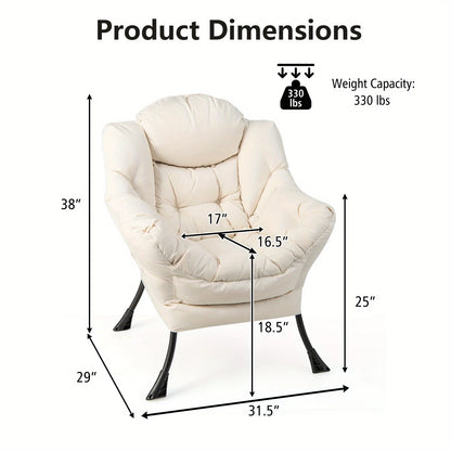 LivionixTech™ Modern Lazy Chair – Single Sofa Recliner with Side Pocket | Soft Fabric Lounge Chair for Bedroom, Dorm, or Balcony
