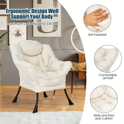 LivionixTech™ Modern Lazy Chair – Single Sofa Recliner with Side Pocket | Soft Fabric Lounge Chair for Bedroom, Dorm, or Balcony