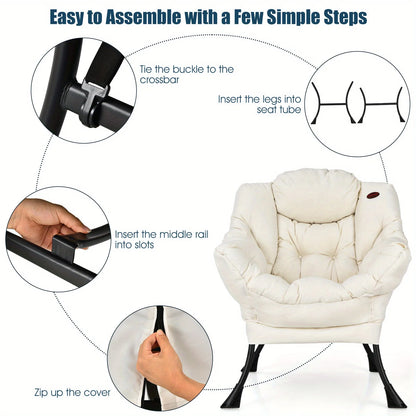 LivionixTech™ Modern Lazy Chair – Single Sofa Recliner with Side Pocket | Soft Fabric Lounge Chair for Bedroom, Dorm, or Balcony