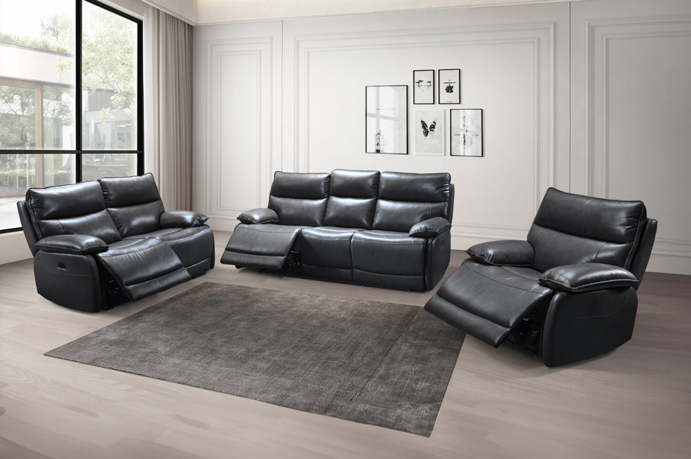 Luxury Power Reclining Sofa Set in Cognac – Genuine Leather Furniture Canada