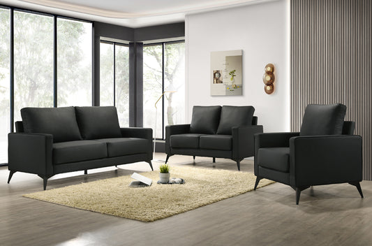 Contemporary sofa set for living room in black leatherette
