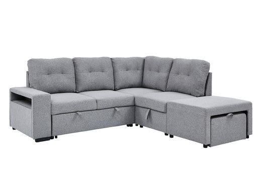 Grey pull-out sofa sectional with storage – sofa set for living room