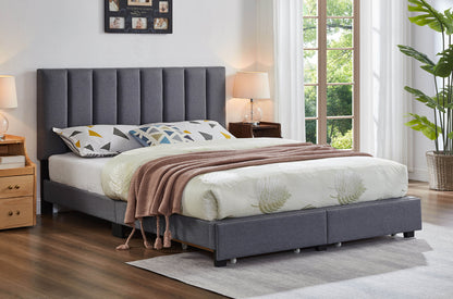 Grey Linen Upholstered Platform Storage Bed with Drawers – Home Furniture Canada
