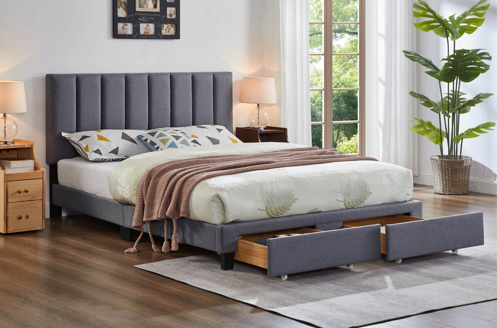 Platform Storage Bed with Adjustable Tufted Headboard – Bedroom Furniture Canada