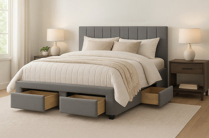 Upholstered Storage Bed with 4 Drawers – Affordable Furniture Canada
