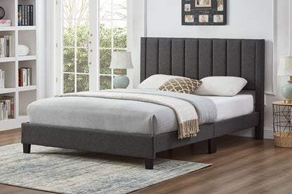 Grey Channel Tufted Upholstered Platform Bed – Modern Bedroom Furniture Canada by LivionixTech