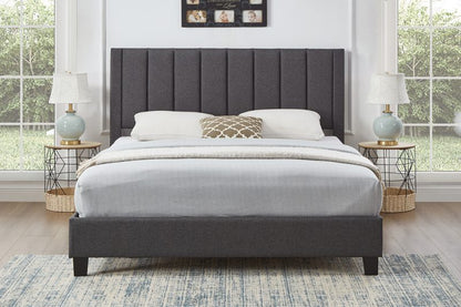Grey Linen Platform Bed with Channel Headboard – Home Furniture Canada
