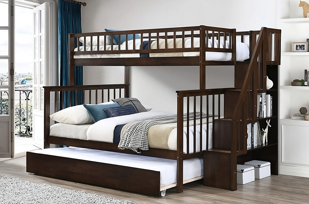 Stylish Bunk Bed with Trundle for Small Bedrooms