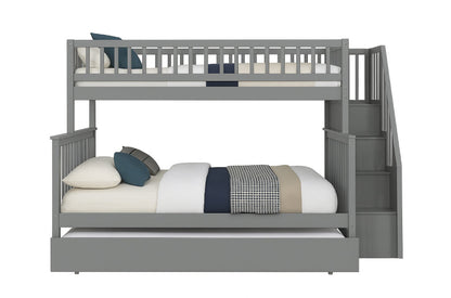 Affordable Twin Over Double Bunk Bed with Trundle