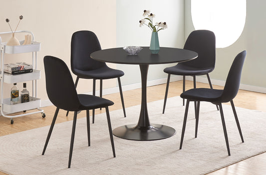 Classic round dining set with black velvet chairs