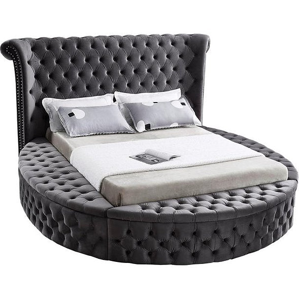 Gray tufted round bed - gta free delivery