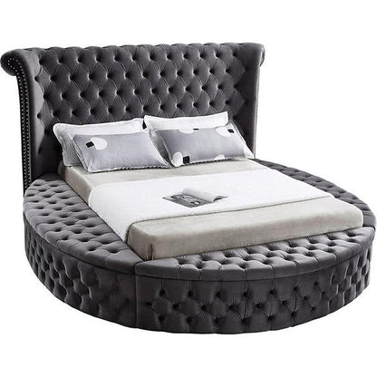 Gray tufted round bed - gta free delivery