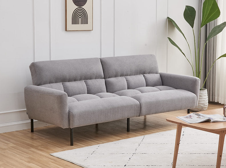 Convertible Sofa Bed in Soft Grey Fabric