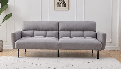 Soft Grey & Blue Upholstery on Convertible Sofa Bed